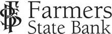 Logo of farmers state bank featuring an ornate initial monogram 